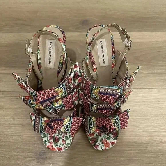 Antonio Melani Vilada Triple Bow Floral Heels Womens Size 9.5 Multicolor Summer - Picture 8 of 12